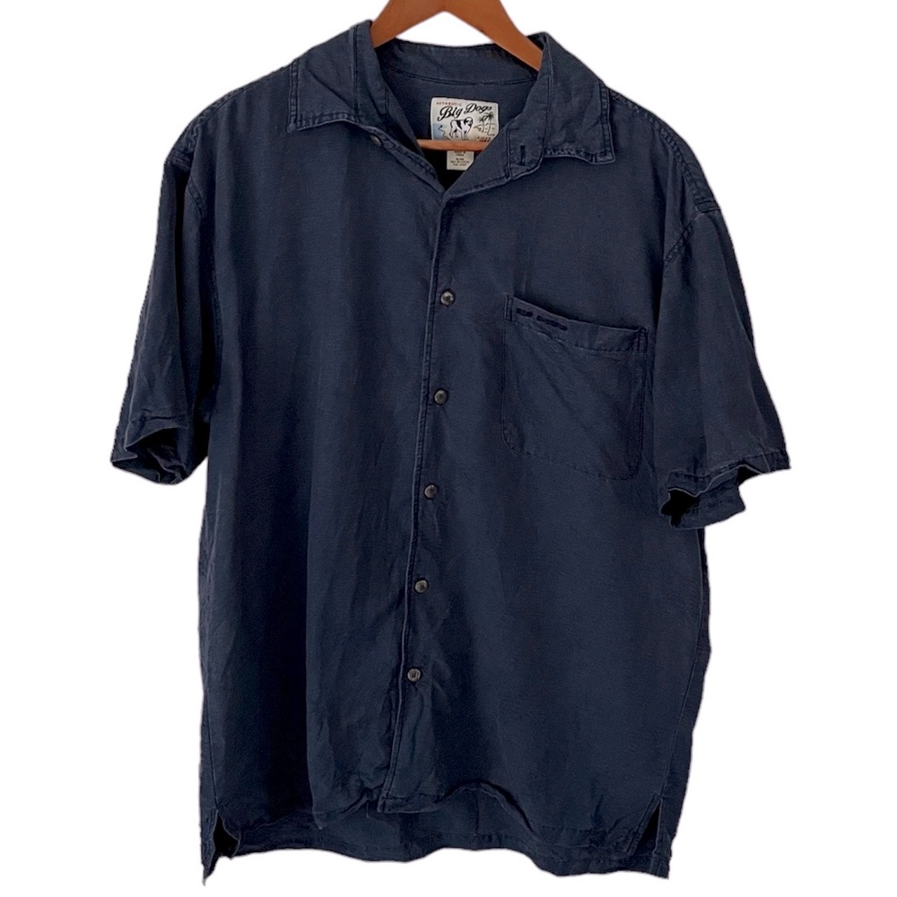 Big Dogs 100% Silk Navy With Pineapples Woven In Size Small/Medium